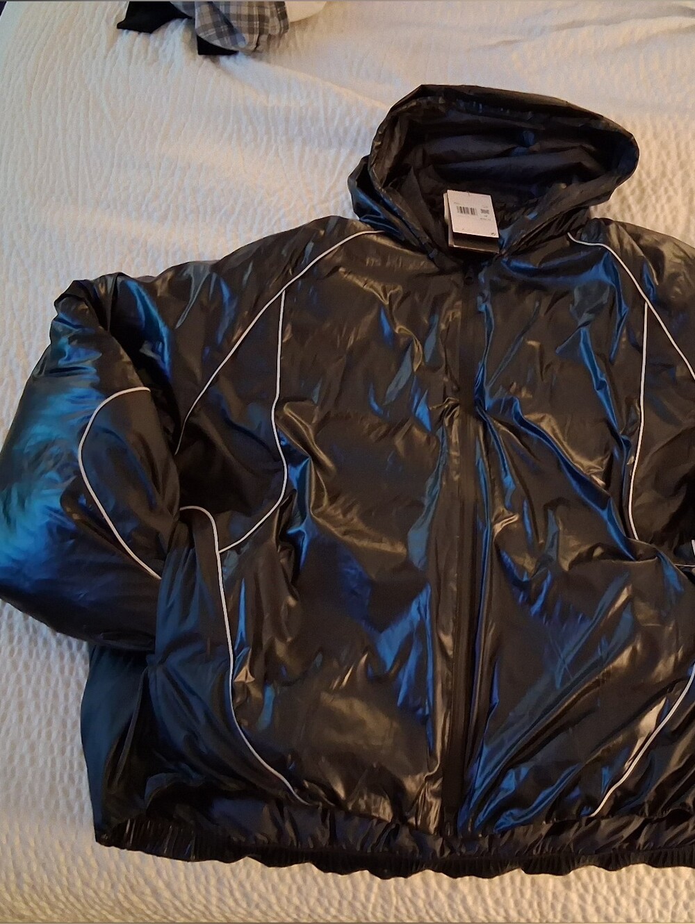 $450 Nike Tech Bubble Jacket with White Piping And Option To Be A Hoodie Or Not